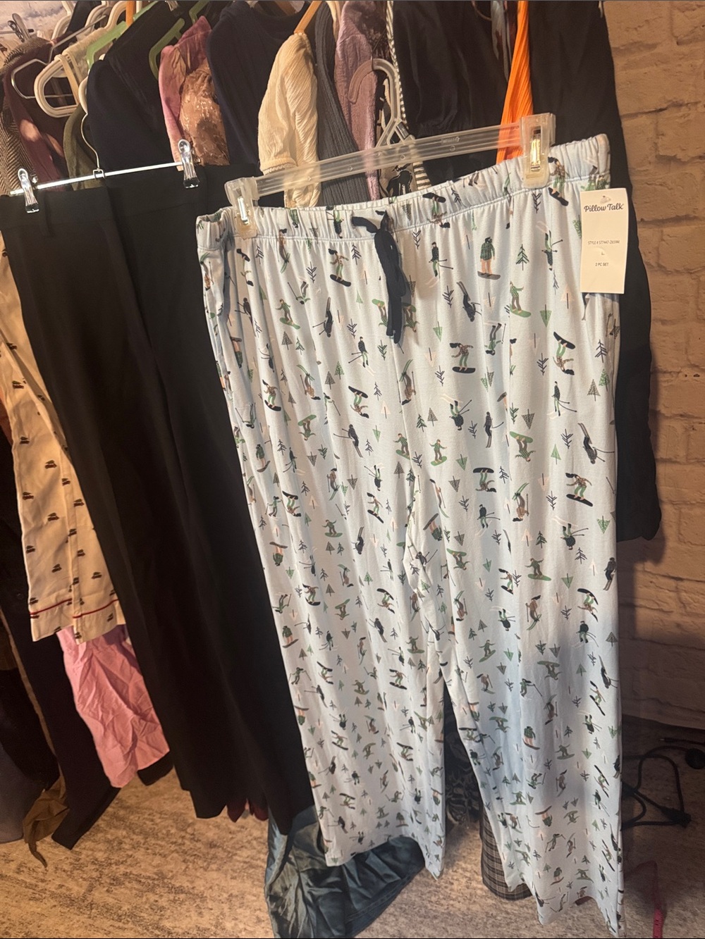 Pillow talk • NWT Light Blue Men’s Pajama Lounge Pants with Ski Print - Picture 2 of 3